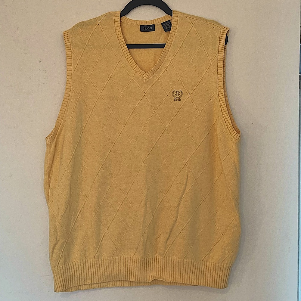 Vintage Izod Men’s Yellow Sweater Vest, Size L